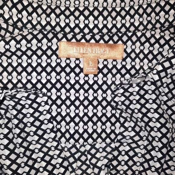 Ellen Tracy Button Up Roll Up Quarter Sleeve Shirt - Picture 2 of 6